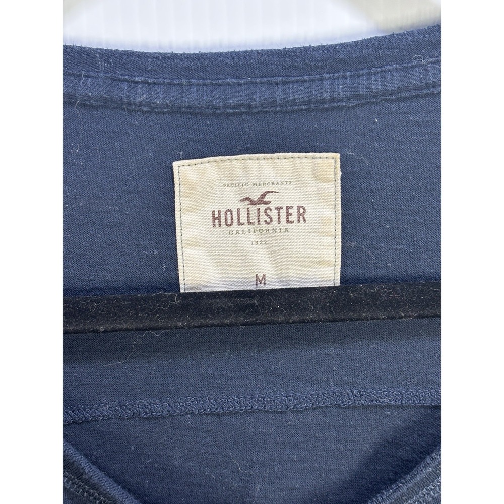 Hollister Y2K V Neck Henley Shirt Navy Blue 3/4 Sleeve Elena Gilbert Bella Swan - Picture 4 of 6